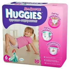 Huggies Трусики-подгузники для девочек 6 (30 шт.)