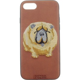 PUZOO TPU+TPU with stitchwork craft Ballon Dog iPhone 7/8 Brown