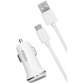 INKAX CD-12 Car charger + Type-C cable 2USB 2.1A White
