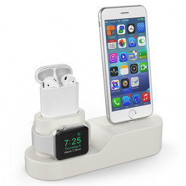AHASTYLE Silicone Stand 3 in 1 for Apple Watch, AirPods and iPhone - Beige (AHA-01280-BGE)