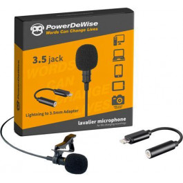 PowerDeWise Lavalier Lapel Microphone with Lightning Adapter
