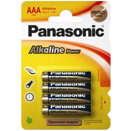 Panasonic AAA bat Alkaline 4шт Alkaline Power (LR03REB/4BP)