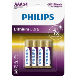 Philips AAA bat Alkaline 4шт Lithium Ultra (FR03LB4A/10)