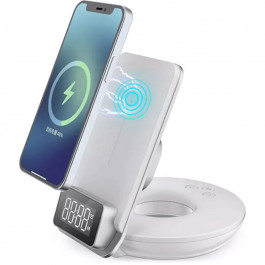 WIWU M11 4-in-1 Wireless Fast Charger with Time Clock and Backlight