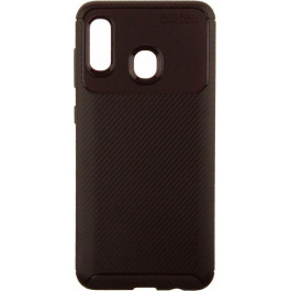iPaky Carbon Fiber Series/Soft TPU Case Samsung Galaxy A20/A30 Brown