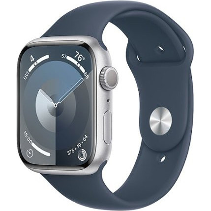 Apple Watch Series 9 GPS 45mm Silver Alu. Case w. Storm Blue S. Band - M/L (MR9E3) - зображення 1