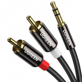 UGREEN AV116 3.5mm Male to 2RCA Male Hi-Fi Cable 3m Black (10590)