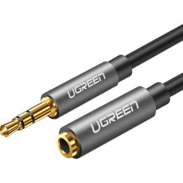 UGREEN AV118 3.5mm Male to 3.5mm Female Extension Cable mini-jack 3.5 мм 1.5м Gray (10593)