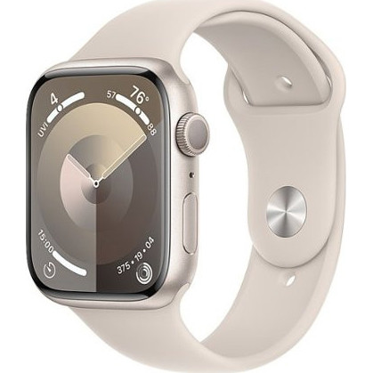 Apple Watch Series 9 GPS 45mm Starlight Aluminum Case w. Starlight Sport Band - S/M (MR963) - зображення 1