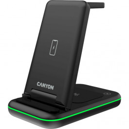 Canyon 3-in-1 Wireless charging station WS-304 Black (CNS-WCS304B)