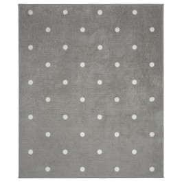 IKEA ЛЕН Ковер, в горошек, серый, 133x160 см (904.539.21)