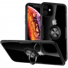 Drobak Magnetic Ring Case with Airbag для Apple iPhone 12 (12 Pro) Black (707017)