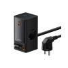 Baseus PowerCombo Digital PowerStrip 2AC+1U+1C+Retractable-C 65W EU Black (PSLR000301) - зображення 1