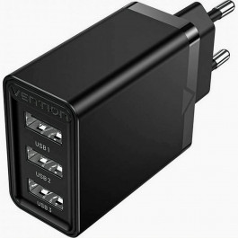 Vention 3-port USB A+A+A 12W Black (FEAB0-EU)