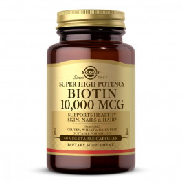 Solgar Біотин (В7) 10 000 мкг, Biotin, 60 вегетаріанських капсул (SOL52387)
