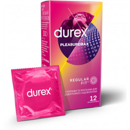 Durex Презервативы латексные с силиконовой смазкой  Pleasuremax (с ребрами и точками) 12 шт (5038483204016