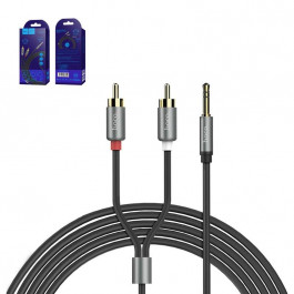 Hoco UPA10 double lotus rca audio cable 3.5mm 1.5m Metal Grey (6957531078142)