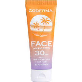 Coderma Солнцезащитный крем для лица  SPF 30 с гиалуроновой кислотой 75 мл (4820243881305)