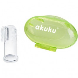 AKUKU Силіконова зубна щітка та масажер для ясен  зелений чохол (A0264)
