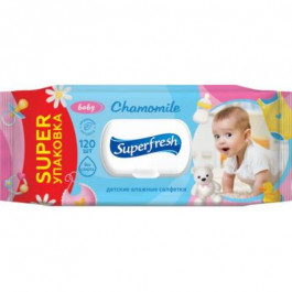 SuperFresh Дитячі вологі серветки  Baby Chamomile з клапаном 120 шт (42105632)