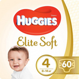 Huggies Elite Soft, розмір 4, 8 - 14 кг, 60 шт