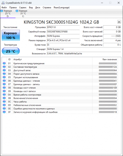 Фото SSD накопичувач Kingston KC3000 1024 GB (SKC3000S/1024G) від користувача lordep