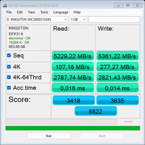 Фото SSD накопичувач Kingston KC3000 1024 GB (SKC3000S/1024G) від користувача lordep