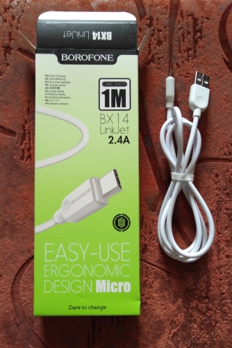 Фото Кабель Micro USB Borofone BX14 LinkJet microUSB 1m White (BX14M1W) від користувача T-Gra