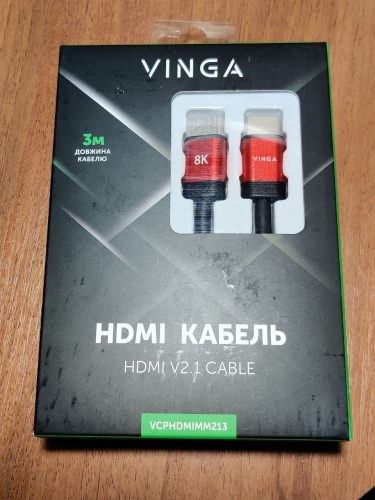 Фото Кабель Vinga HDMI to HDMI 3m V2.1 (VCPHDMIMM213) від користувача Burning Money