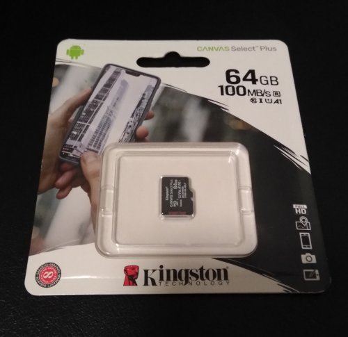 Фото Карта пам'яті Kingston 64 GB microSDXC Class 10 UHS-I Canvas Select Plus SDCS2/64GBSP від користувача 